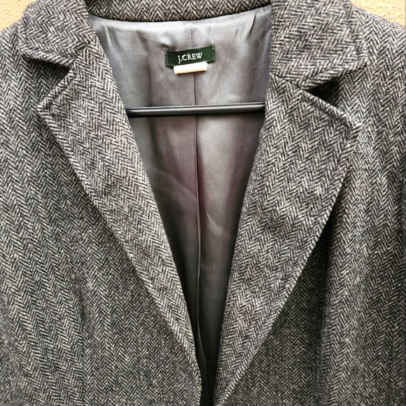 J CREW WOMENS GRAY LONG SLEEVE SHORT WOOL BLAZER / JACKET - Picture 3 of 7